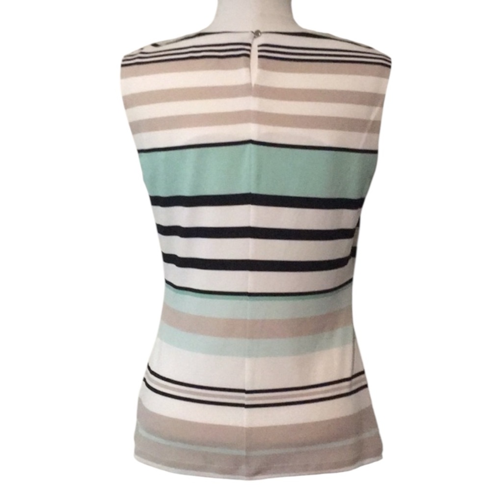 CALVIN KLEIN Sleeveless Striped Blouse Size Medium -- CLOSET STAPLE!!! - Picture 3 of 8